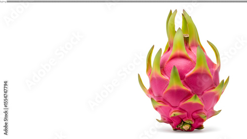 Vibrant Pink Dragon Fruit Exotic Tropical Fruit Isolated on White