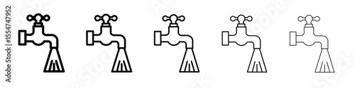 Water tap icon flat simple outline logo