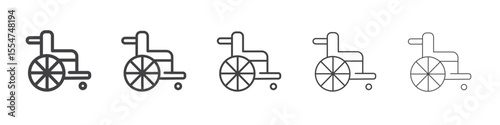 Wheel chair icon flat simple outline logo