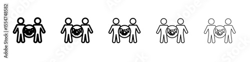 Win-win business deal icon flat simple outline logo