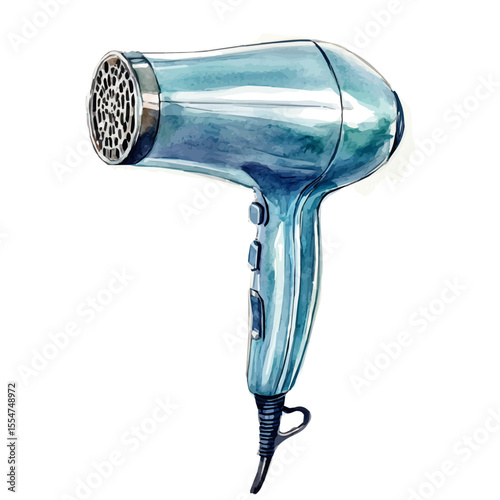 Hairdryer, watercolor vector, isolated on a white background.