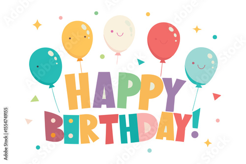 cheerful happy birthday wishes isolated on white background