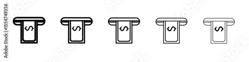 Withdraw Money in ATM icon flat simple outline logo
