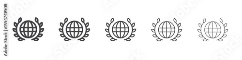 World wide icon flat simple outline logo