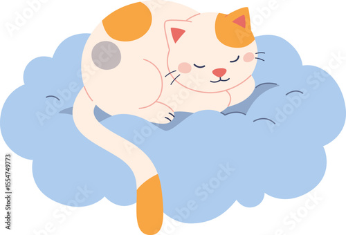 Sweet Cat Sleeping on Fluffy Cloud

