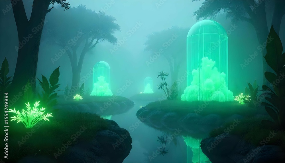 Obraz premium Glowing Green Fantasy River