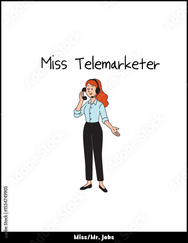 Miss Telemarketer – Office Call Center Girl Illustration