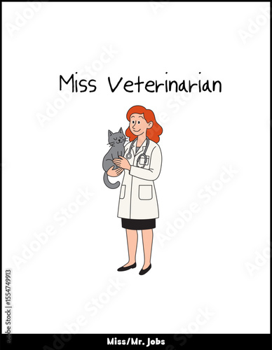 Miss Vet - Female Veterinarian Illustration
