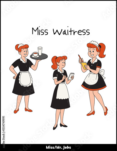 Miss Waitress – Retro Diner Girl Illustration