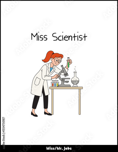 Miss Scientist – Cute Girl in a Lab Coat Illustration