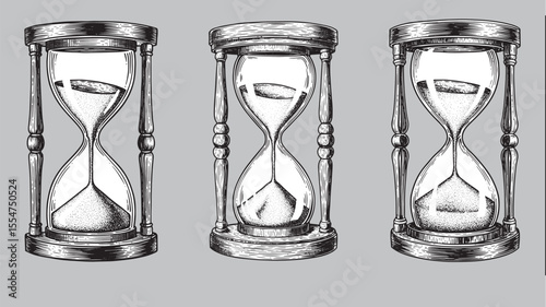 Hourglass engraving symbolizes time passing mortality and fleeting moments of human existence