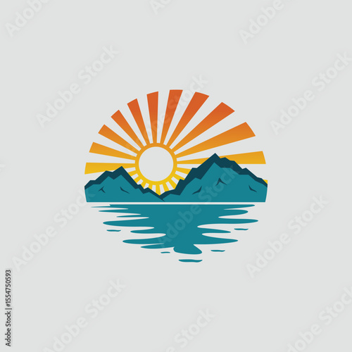 beach summer escape to paradise vector illustration logo design  icon template