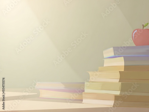 Stack of books with an apple