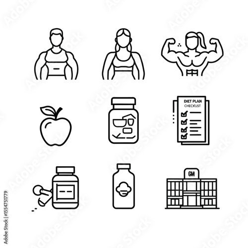 Fitness and Health Icons people apple