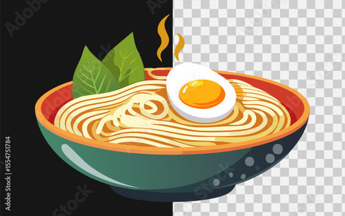 A steaming bowl of authentic Japanese ramen with soft-boiled egg, pork slices, and seaweed, served on a wooden table, moody lighting, food photography style