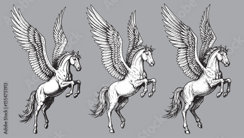 Pegasus vintage engraving flying symbol of purity freedom and Greek mythical inspiration