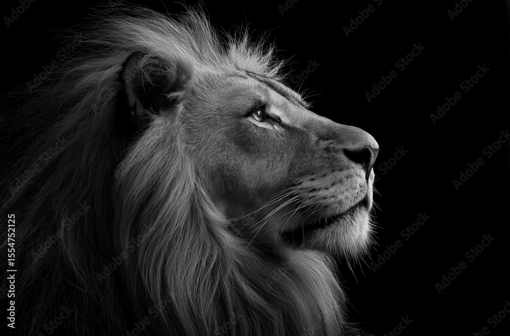 Naklejka premium A majestic multi color lion with its head turned to the side