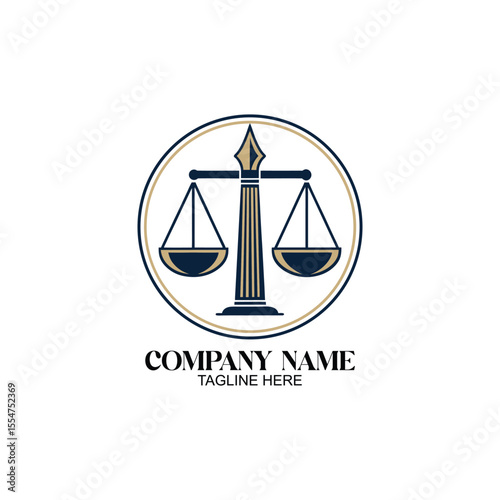 Justice Scale Emblem: A visually striking logo featuring the scales of justice, a symbol of fairness and legal balance, perfect for law firms or legal services. 