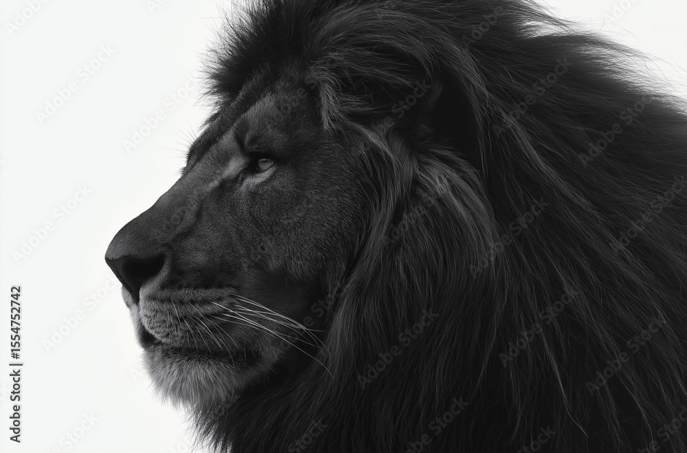 Naklejka premium A majestic multi color lion with its head turned to the side