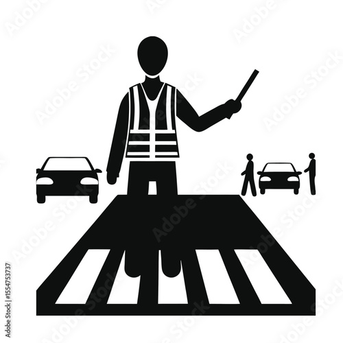 Traffic policeman. Vector flat cartoon illustration
