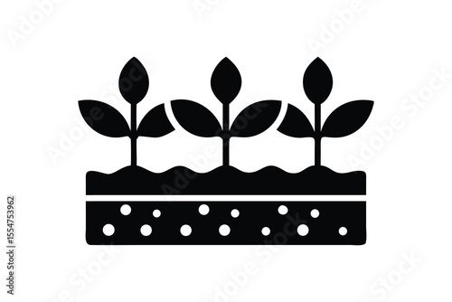 Simple Illustration of Seedlings Growing in Soil