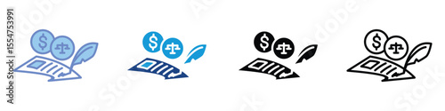 Last Will and Testament Icon – Legal Document, Finance and Law Symbol in Flat, Glyph, Outline Styles