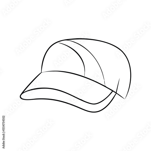 baseball cap line art  vector with white background.