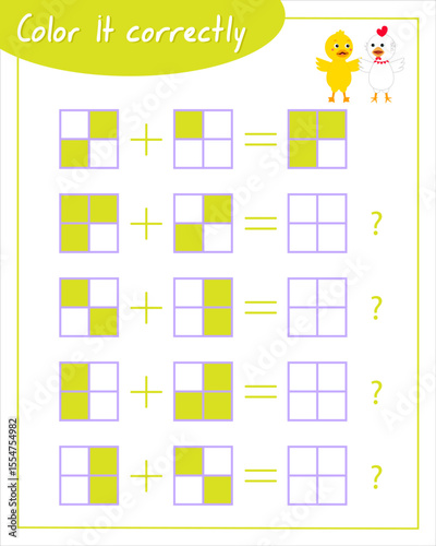 Color it correctly with chick and duck. Neuro exercises for children.