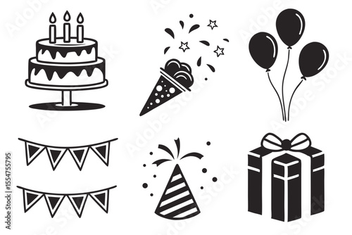 set of birthday icons