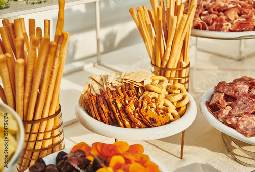 Table of Hors d'oeuvres at a catered event 