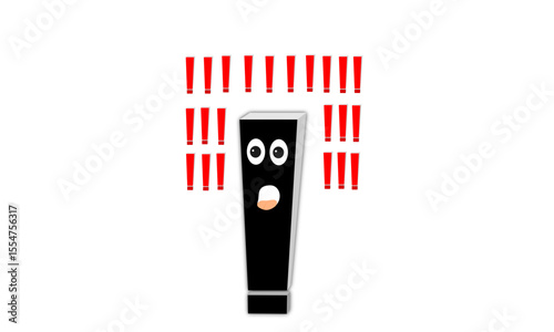 A cute style exclamation mark doodle animation with a surprised face, surrounded by red exclamation mark decoration, creates an expressive and striking impression in a creative and cheerful display.