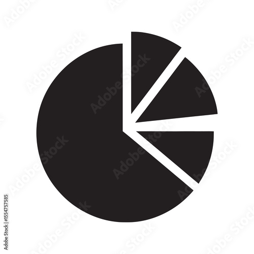 Data statistics pie chart icon for a financial report representing market share analysis business analytics and budget allocation information vector solid glyph icon