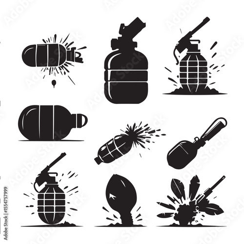 Grenade and Explosive Silhouette Set