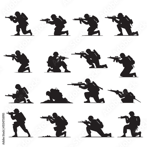 Soldier Silhouette Icon Set