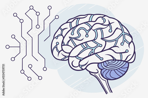 AI Brain Illustration with Neural Network Design