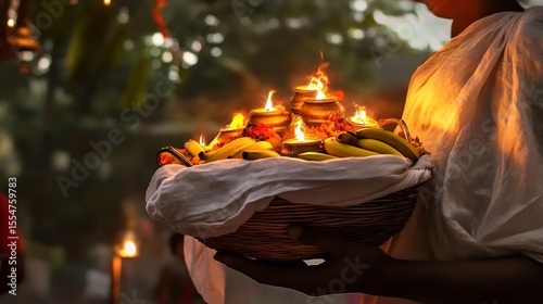Chhath Puja with Diya Image