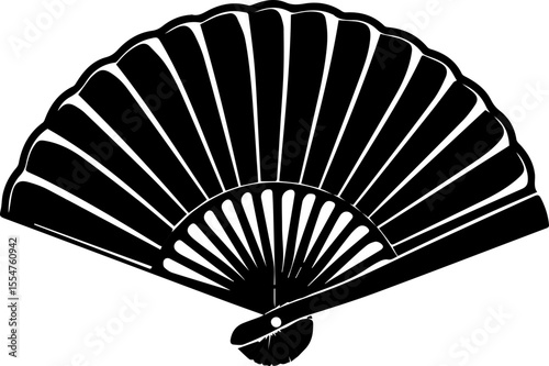 Traditional Hand Fan Flat Vector Illustration