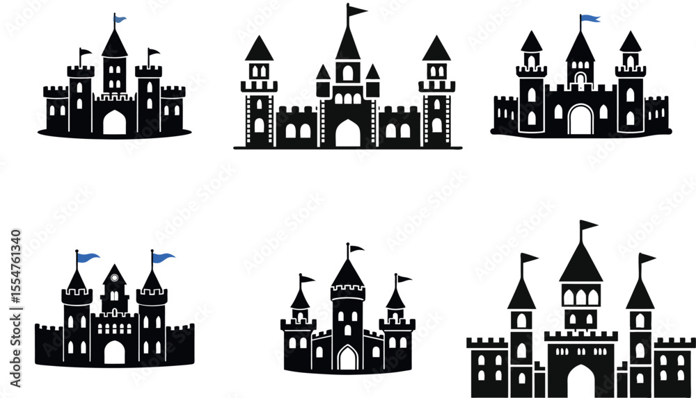 Obraz premium Collection of Castle silhouettes