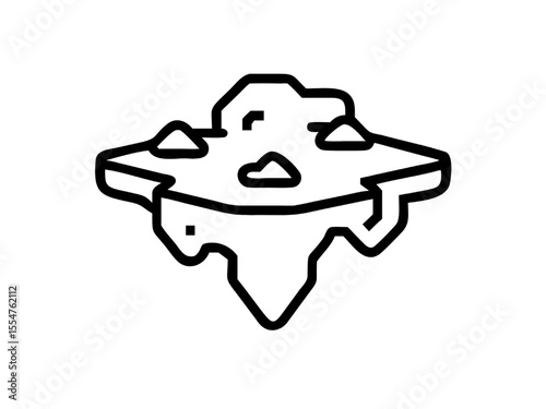 Floating Island Icon 3D Fantasy Islet Illustration