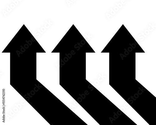 Black on white abstract perspective arrow with 3d dimensional effect	
