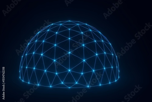 Blue Tech - Inspired Dome - Shaped Grid Pattern, Tech - Art Element