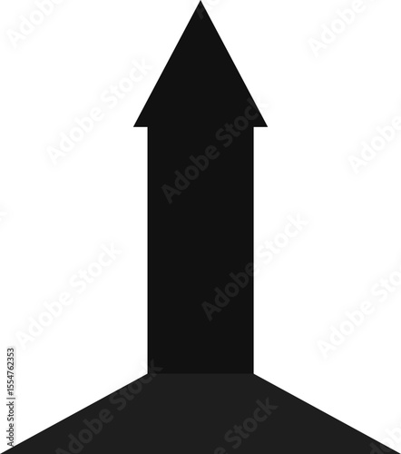Black on white abstract perspective arrow with 3d dimensional effect	