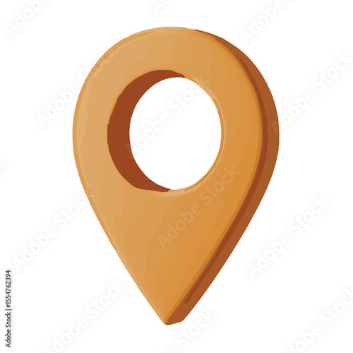 Orange Location Pin Icon for Map or GPS Navigation