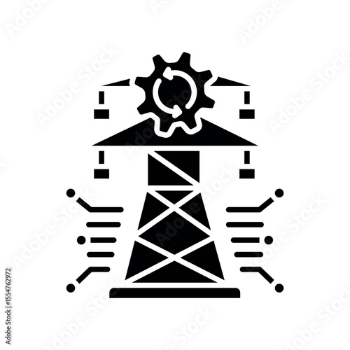 Intelligent energy resource management black flat icon.
