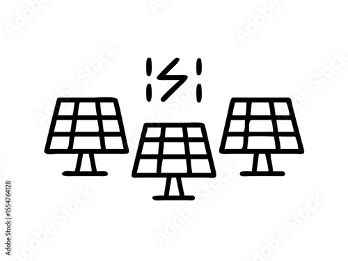 Three Solar Panels Generating Clean Energy Sustainable Power Icon