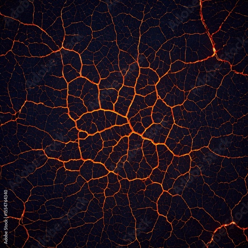 Intense Glowing Lava Cracks, Dark Volcanic Texture, Abstract Background Image