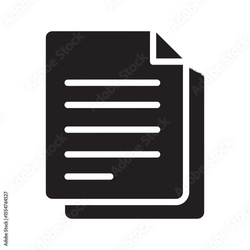 Text document file icon for business report office paperwork and digital information representing contract data or article content and writing vector solid glyph icon