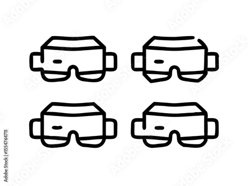 Four VR Headset Icons Modern 3D Tech Flat Minimalist Design