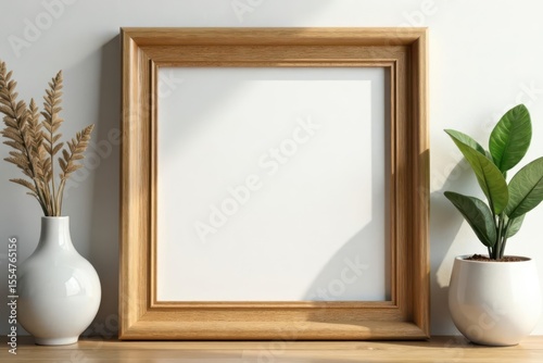 Golden oak wide frame, classic design, smooth finish, minimal, clean, retro frame