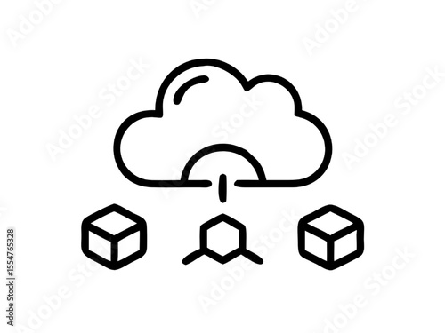 Four Cloud Storage Icons Holographic 3D Cloud Illustration